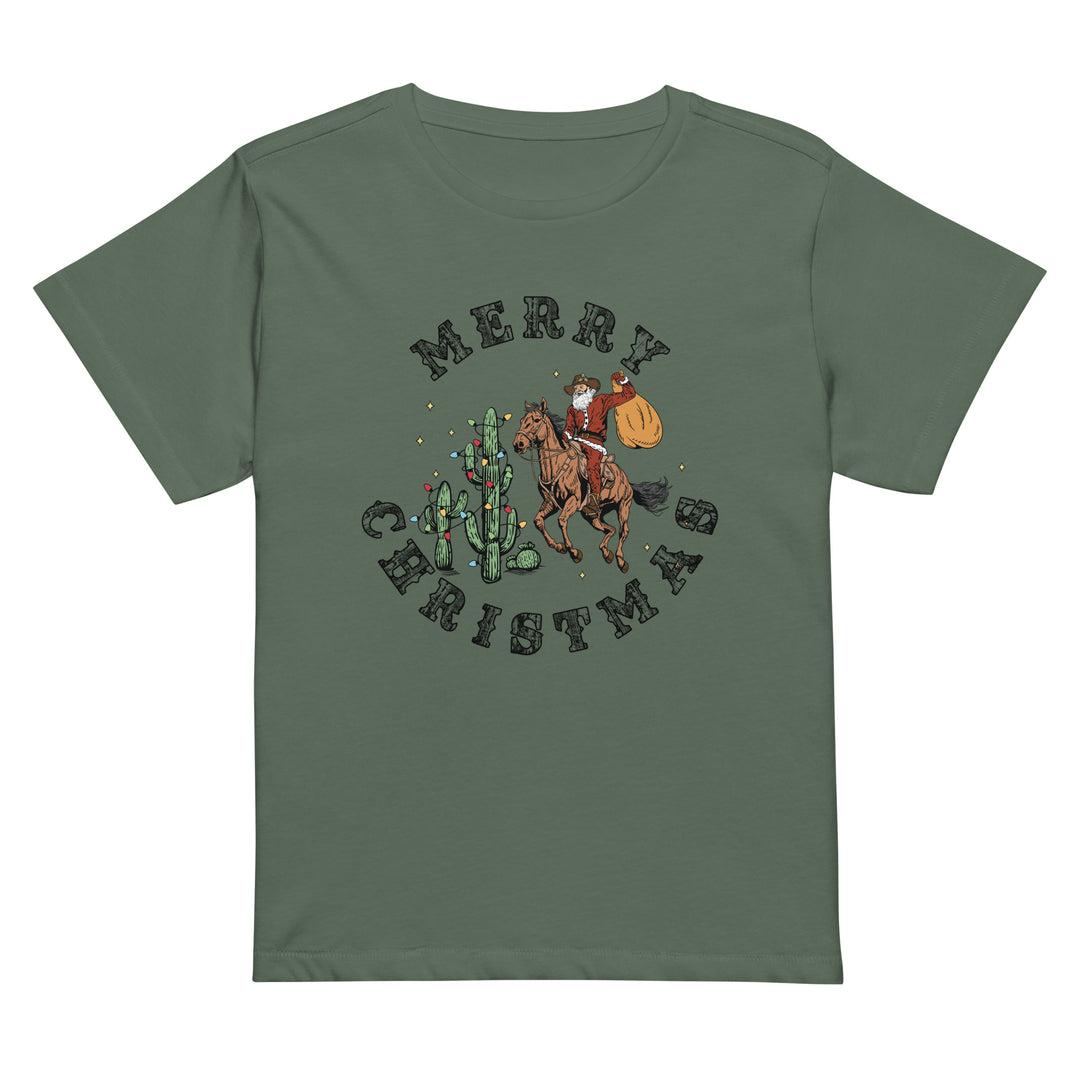 Merry Christmas Cowboy Santa - Women’s high-waisted t-shirt