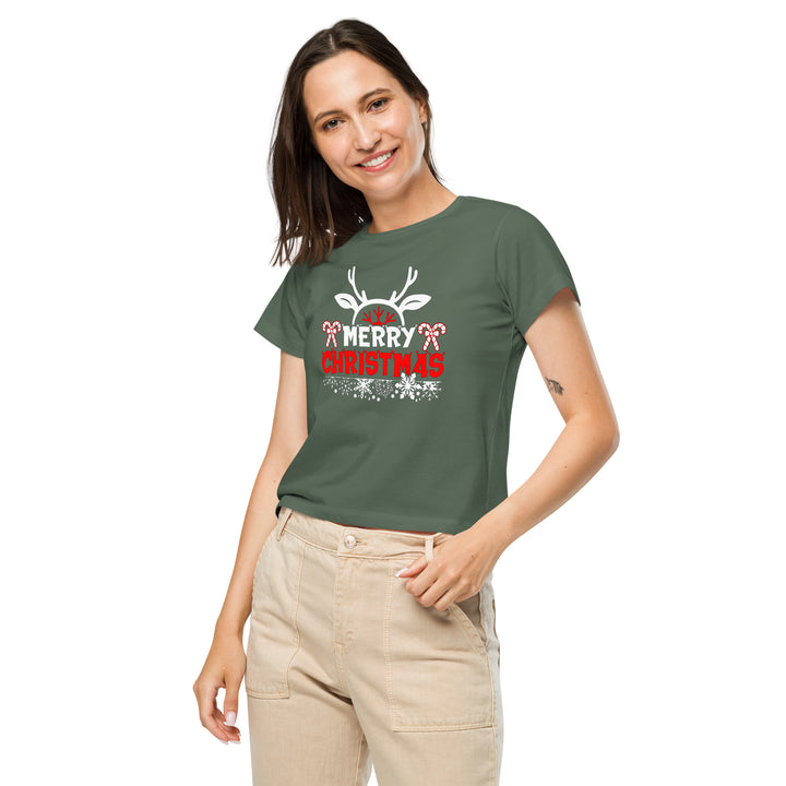 Merry Christmas Antlers - Women’s high-waisted t-shirt