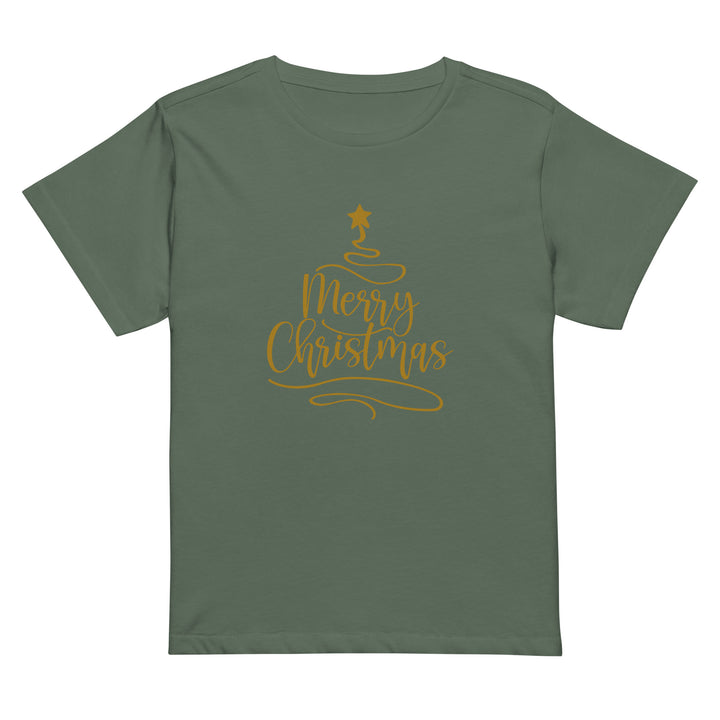 Merry Christmas Gold Tree - Women’s high-waisted t-shirt