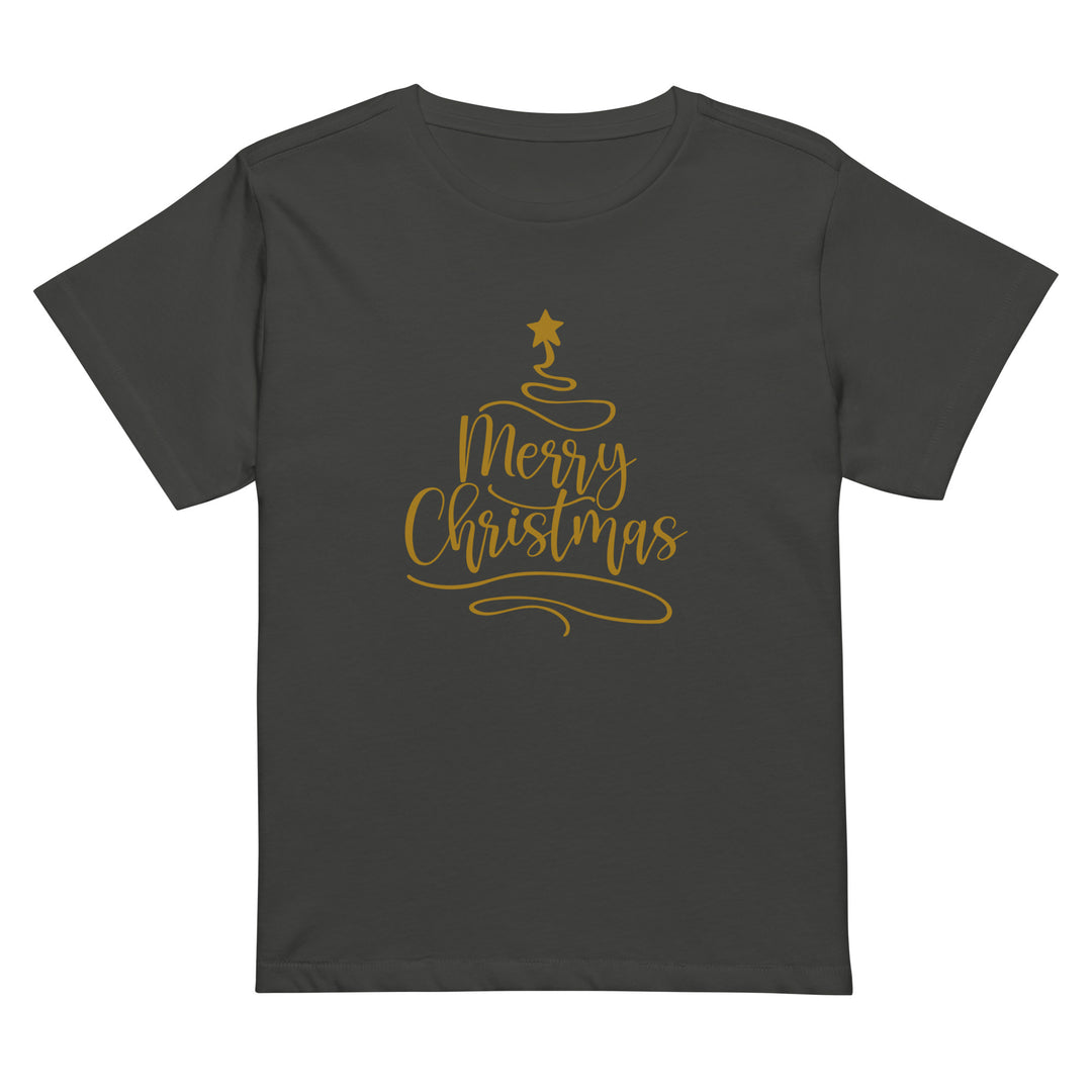 Merry Christmas Gold Tree - Women’s high-waisted t-shirt