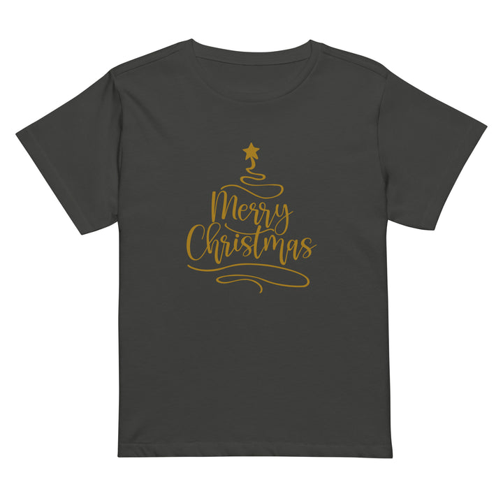 Merry Christmas Gold Tree - Women’s high-waisted t-shirt