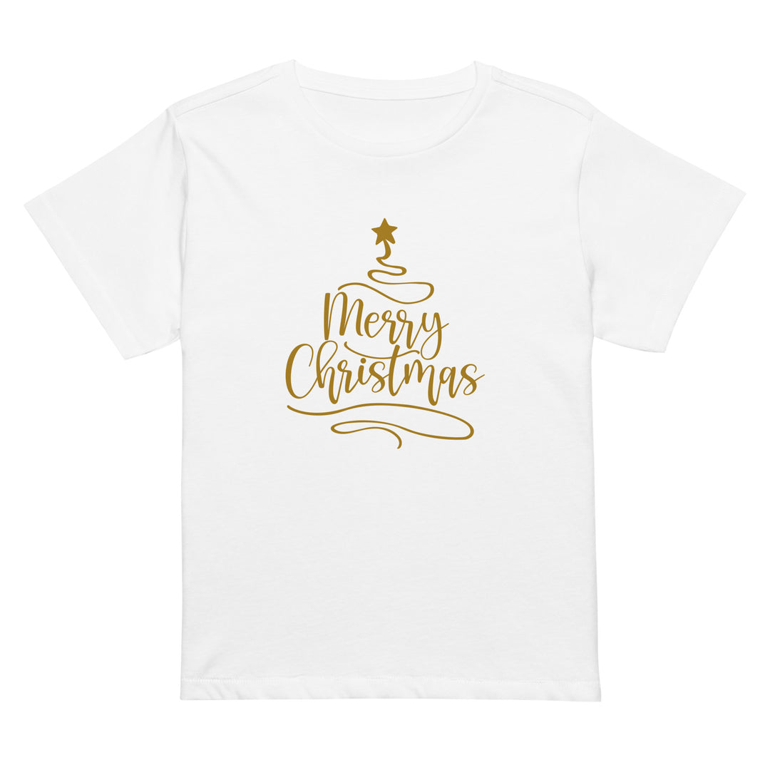 Merry Christmas Gold Tree - Women’s high-waisted t-shirt