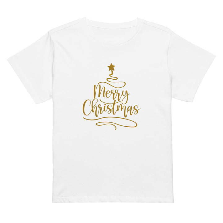 Merry Christmas Gold Tree - Women’s high-waisted t-shirt