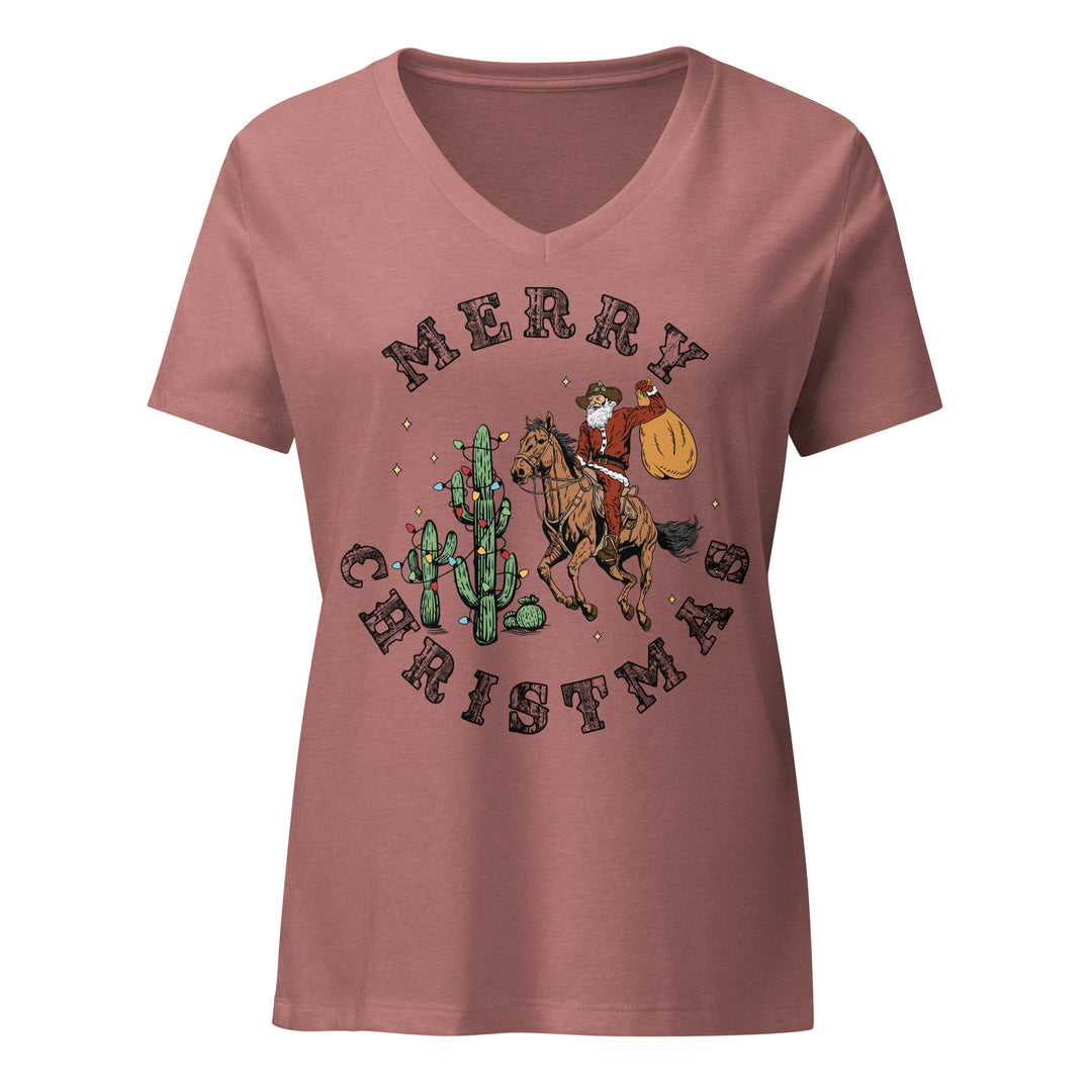 Merry Christmas Cowboy Santa - Women’s relaxed v-neck t-shirt