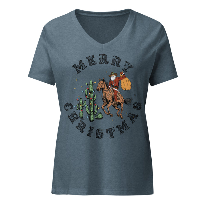Merry Christmas Cowboy Santa - Women’s relaxed v-neck t-shirt