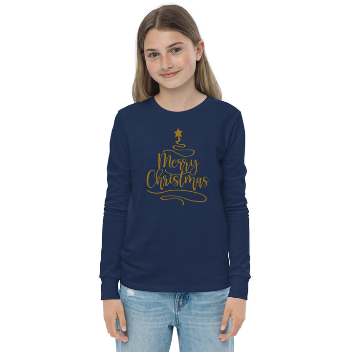 Merry Christmas Gold Tree - Youth long sleeve tee