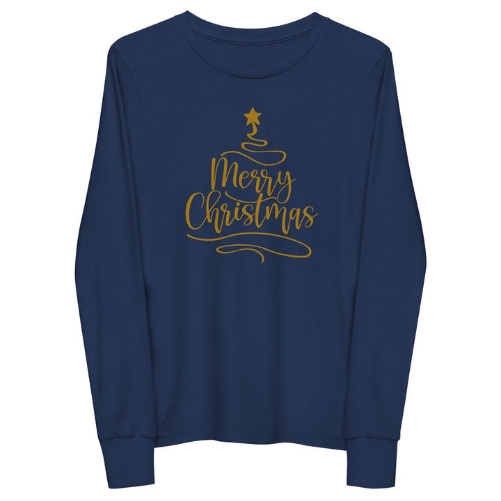 Merry Christmas Gold Tree - Youth long sleeve tee